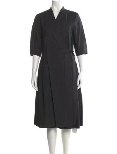 Pre-owned Deveaux V-neck Midi Length Dress In Black