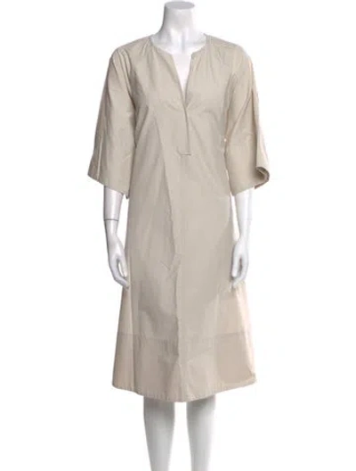 Pre-owned Deveaux V-neck Midi Length Dress In Neutral