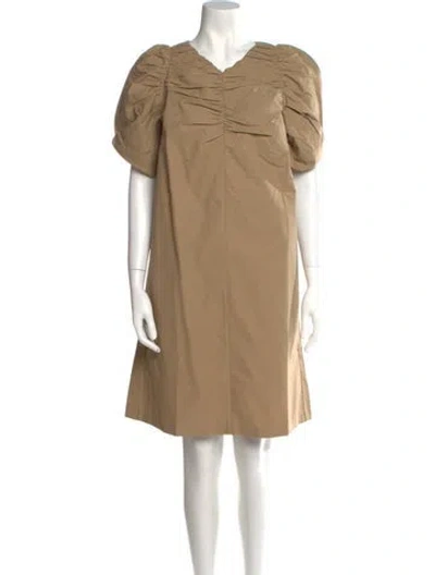 Pre-owned Deveaux V-neck Mini Dress In Neutral