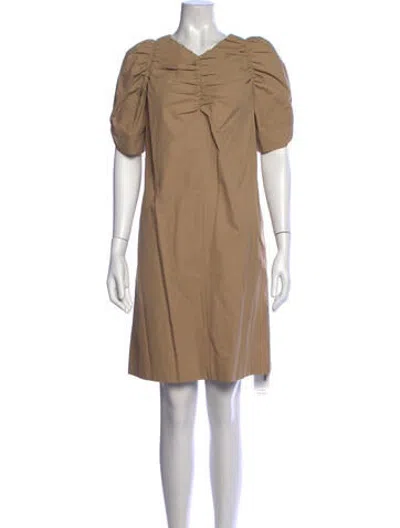 Pre-owned Deveaux V-neck Mini Dress In Neutrals