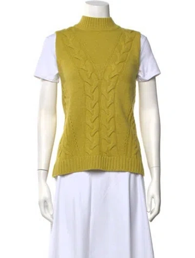Pre-owned Deveaux Wool Mock Neck Sweater In Yellow