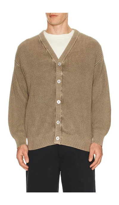 Devereux Golf The Fisherman Rib Cardigan In Gray