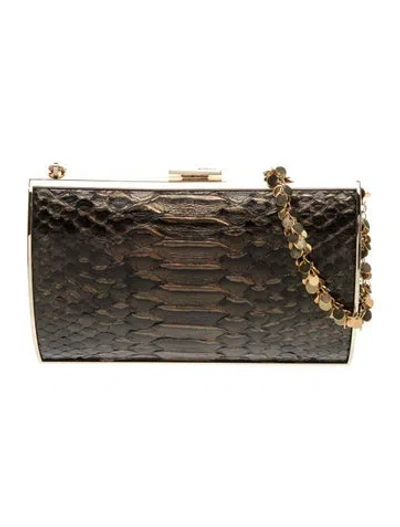 Pre-owned Devi Kroell Python Minaudière In Brown