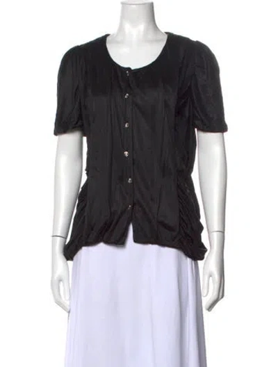 Pre-owned Devi Kroell Silk Crew Neck Blouse In Black