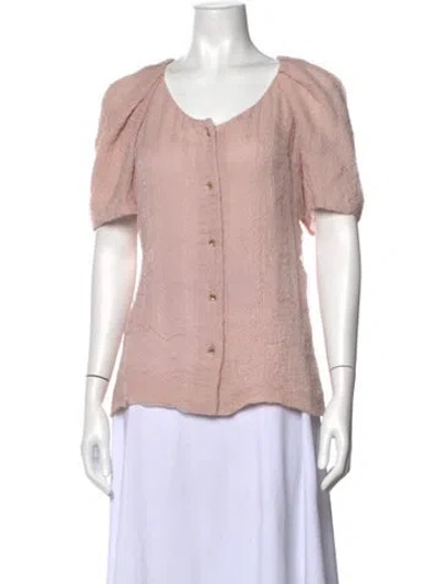Pre-owned Devi Kroell Silk Scoop Neck Blouse In Pink