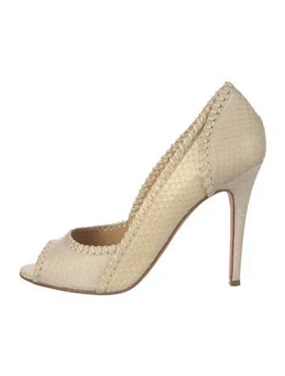 Pre-owned Devi Kroell Snakeskin Pumps In Neutral