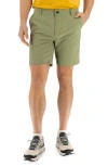 Devil-dog Dungarees 8-inch Hybrid Chino Shorts In Oil Green