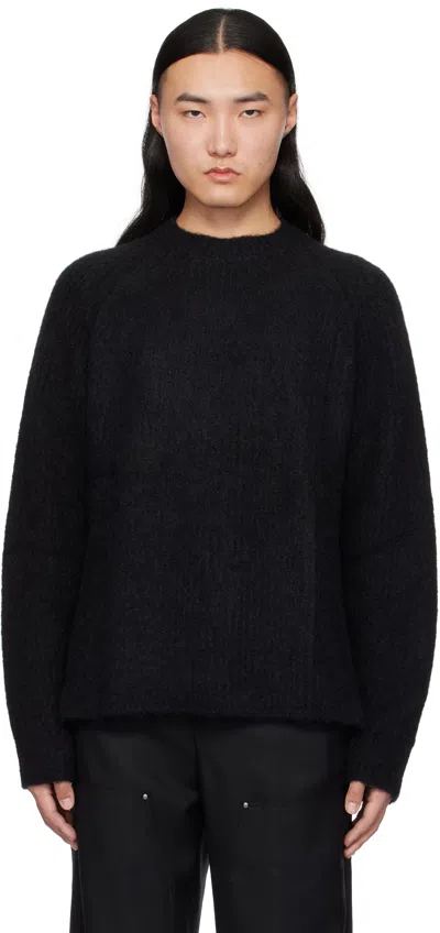 Devoa Black Alpaca Mohair Knit Sweater