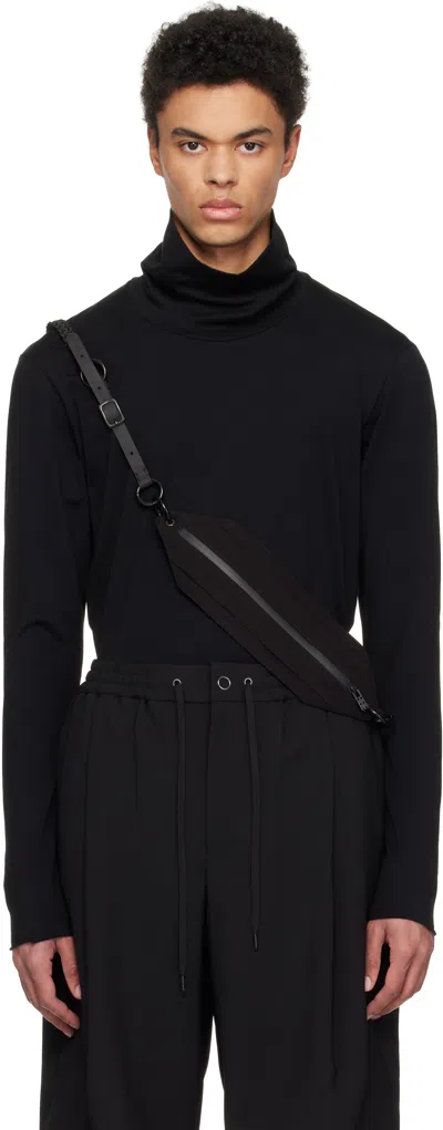 Devoa Black Cotton Jersey Turtleneck