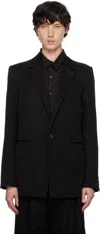 Devoa Black Horn-button Blazer In Black