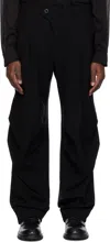 Devoa Black Wool Baggy Trousers In Black