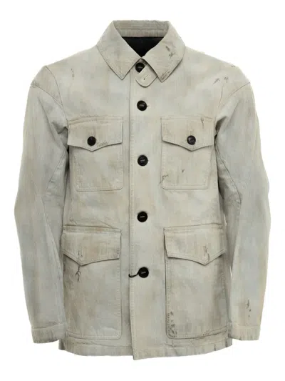 Devoa Bleached-effect Denim Jacket
