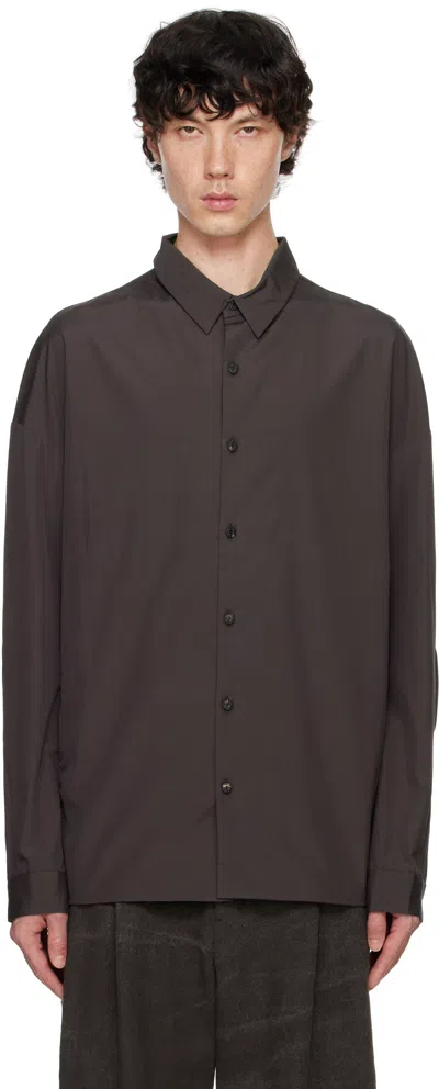 Devoa Brown Poplin Shirt In Chocolate