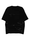 Devoa Brushstroke-embellishment Cotton T-shirt In Black