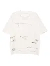 Devoa Brushstroke-embellishment Cotton T-shirt In White