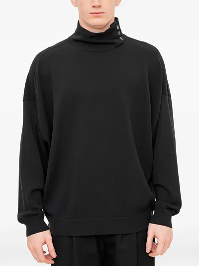 Devoa Buttoned High-neck Sweater In Black