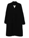 Devoa Buttoned Wool Coat In Black