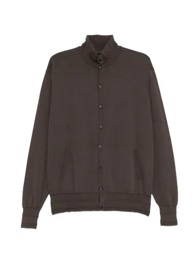 Devoa Button-up Cardigan In Gray