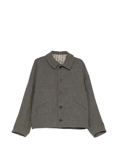 Devoa Button-up Wool Jacket In Orange