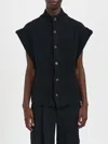 Devoa Cashmere Vest With Buttons In Black