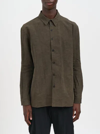 Devoa Cotton And Linen Shirt In Brown