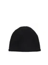 Devoa Cotton And Wool Knitted Beanie In Black