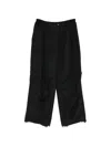 Devoa Drawstring Wool Trousers In Black