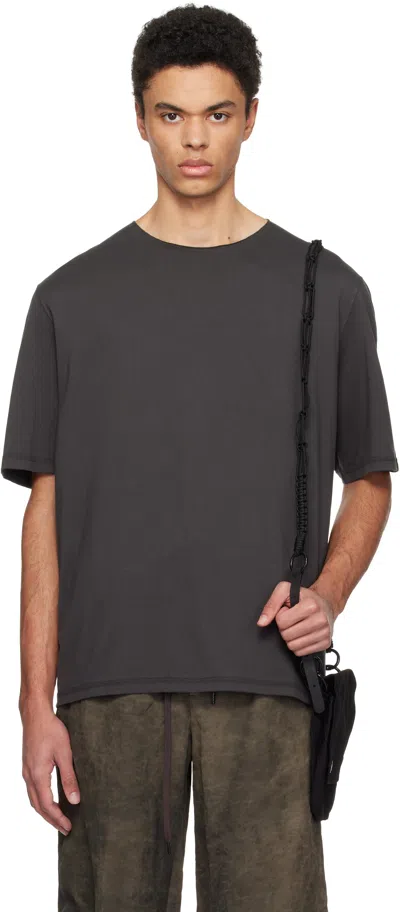Devoa Gray Paneled T-shirt In Steel Gray