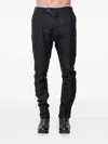 Devoa Grid-pattern Linen Regular Trousers In Black