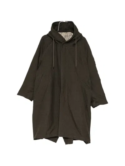 Devoa Hooded Mods Coat In Green