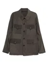 Devoa Field Jacket In Viscose And Linen In Brown