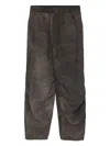 Devoa Oversized Viscose And Linen Trousers In Brown