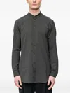 Devoa Mandarin-collar Button-down Shirt In Green