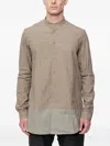 Devoa Mandarin-collar Panelled Shirt In Neutral