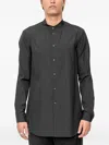 Devoa Mandarin-collar Rear-yoke Shirt In Black