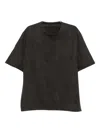 Devoa Panelled Cotton T-shirt In Brown