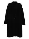 Devoa Pinstripe Wool Coat In Black