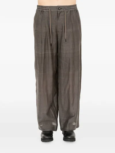 Devoa Silk Trousers In Brown