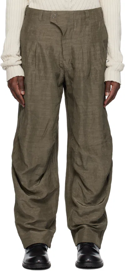 Devoa Taupe Baggy Trousers In Beige Gray
