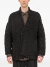 Devoa Textured Cardigan In Black