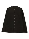 Devoa Textured Cotton Shirt In Brown