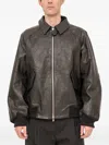Devoa Zip-up Leather Jacket In Black