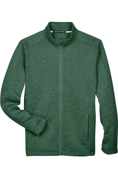Devon & Jones Newbury Colorblock Mlange Fleece Full-zip Jacket In Green