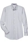 Devon & Jones Crown Collection Banker Stripe Woven Dress Shirt In Blue