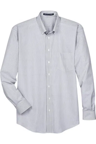 Devon & Jones Crown Collection Banker Stripe Woven Dress Shirt In Gray