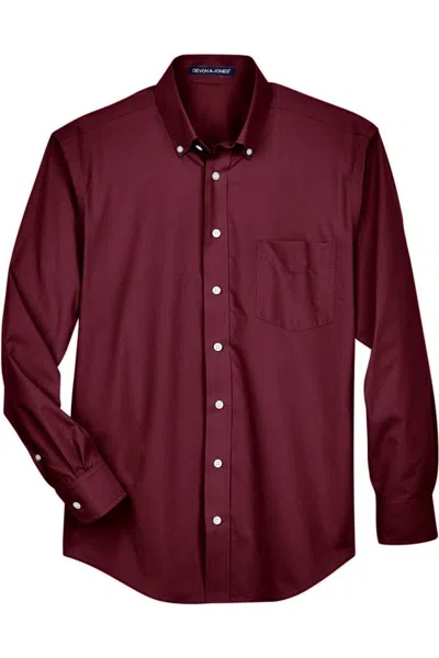 Devon & Jones Crown Collection Broadcloth Woven Dress Shirt In Red