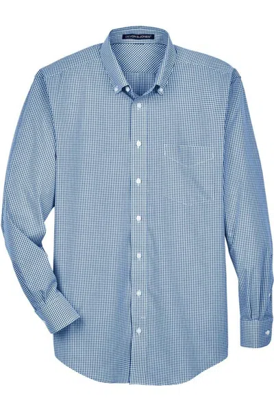Devon & Jones Crown Collection Gingham Check Woven Dress Shirt In Blue