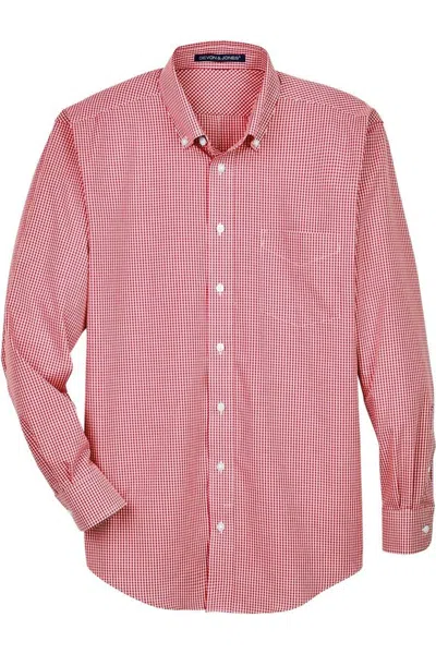 Devon & Jones Crown Collection Gingham Check Woven Dress Shirt In Pink