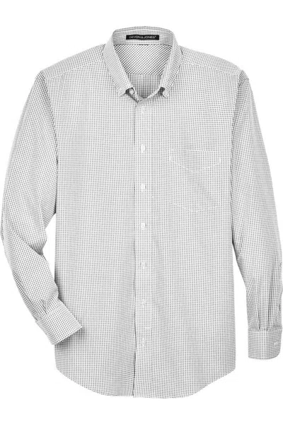 Devon & Jones Crown Collection Gingham Check Woven Dress Shirt In White