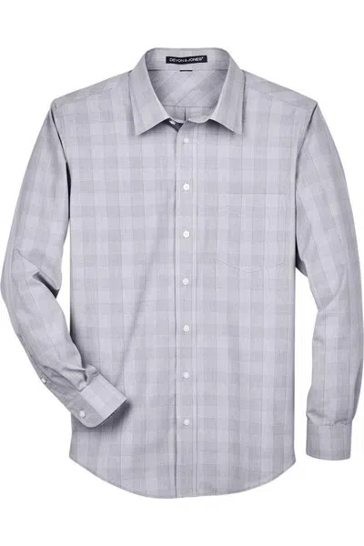 Devon & Jones Crown Collection Glen Plaid Woven Dress Shirt In Blue